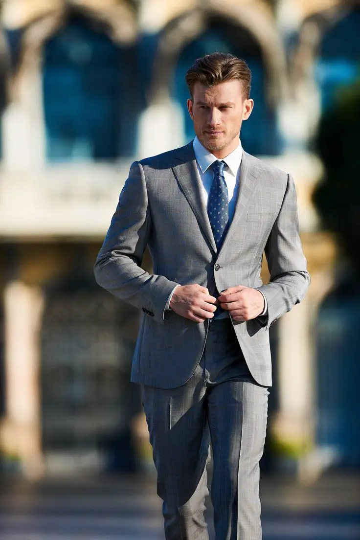 Spring office wear for men, a gray 3 piece suit